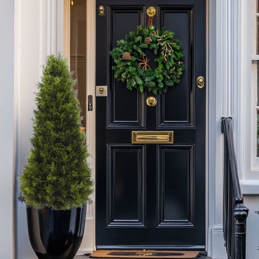 Artificial Cypress Shrub Doorway