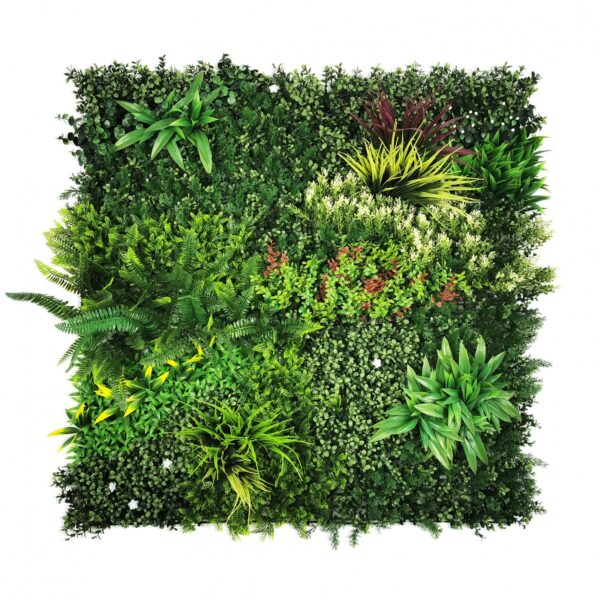 Flame Resistant Artificial Blooming Meadow Green Wall