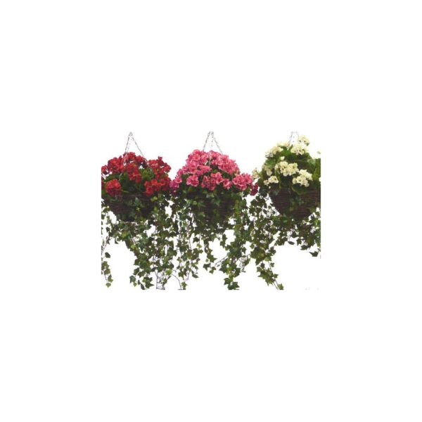 Artificial Geranium Hanging Basket-Red