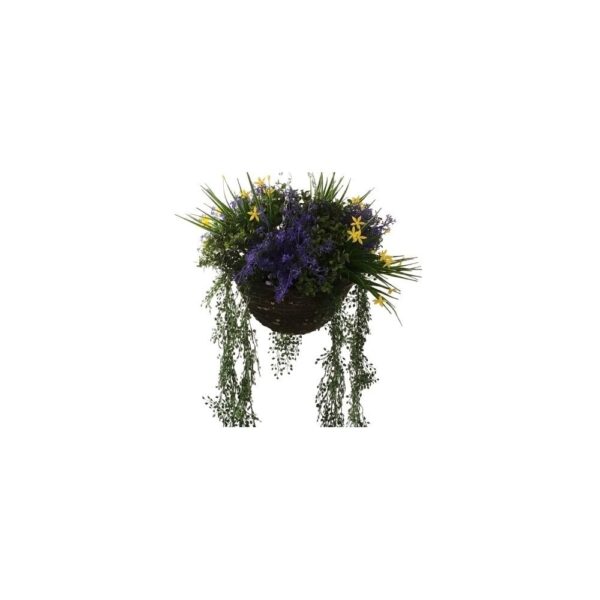 Artificial Flowering Grass Hanging Basket