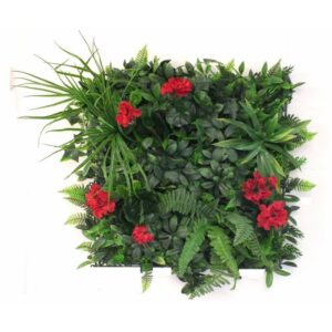 Artificial Geranium Blossom Green Wall