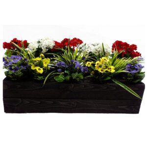 ARTIFICIAL PANSY AND GERANIUM FLOWER BOX-Natural