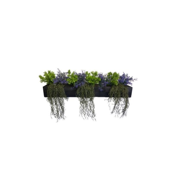 Purple Heath & Spring Green Window Box- Natural - 75cm