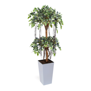 Artificial Tiered Variegated Ficus Tree at Evergreen Direct