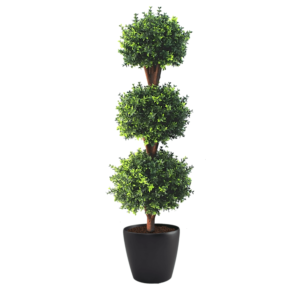 Deluxe Artificial Triple Buxus Ball Topiary Tree -Medium Square Timber Planter