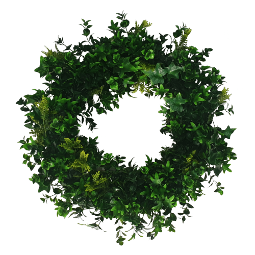 Artificial Ivy Wreath With Pachysandra & Mimosa