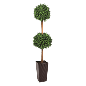 Deluxe Artificial Double Buxus Ball Topiary Tree-Medium Lilia Black