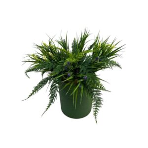 Artificial Fern & Grape Hyacinth Pot- Purple