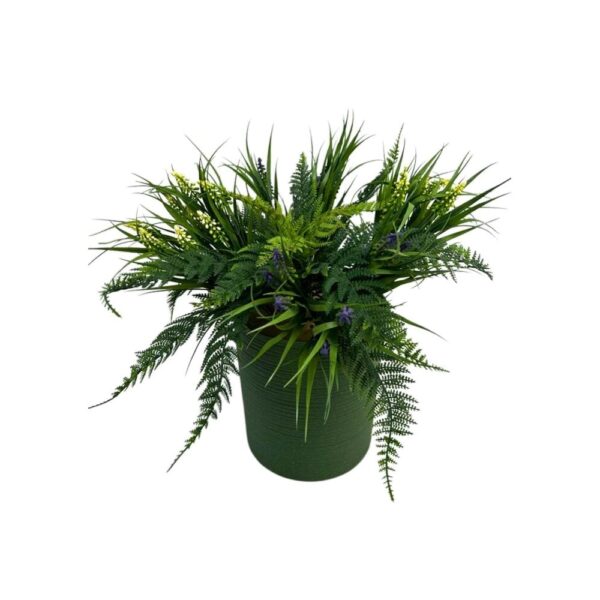 Artificial Fern & Grape Hyacinth Pot- Purple