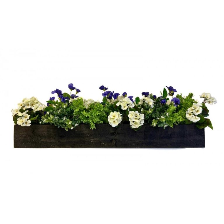 100cm Pansy and Geranium Window Box - Natural Trough