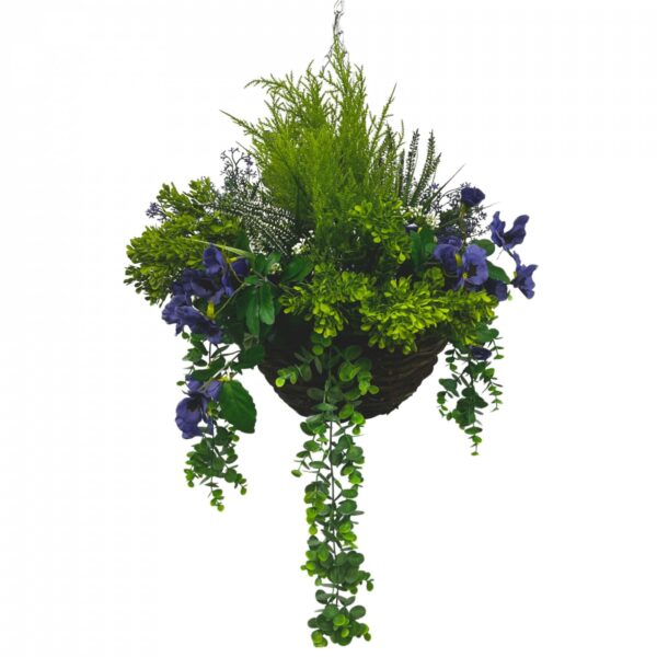 Artificial Luxe Pansy & Heather Hanging Basket