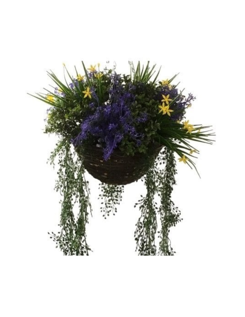 Artificial Flowering Grass Hanging Basket