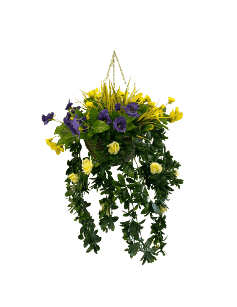 Artificial Pansy Azalea Hanging Basket 1