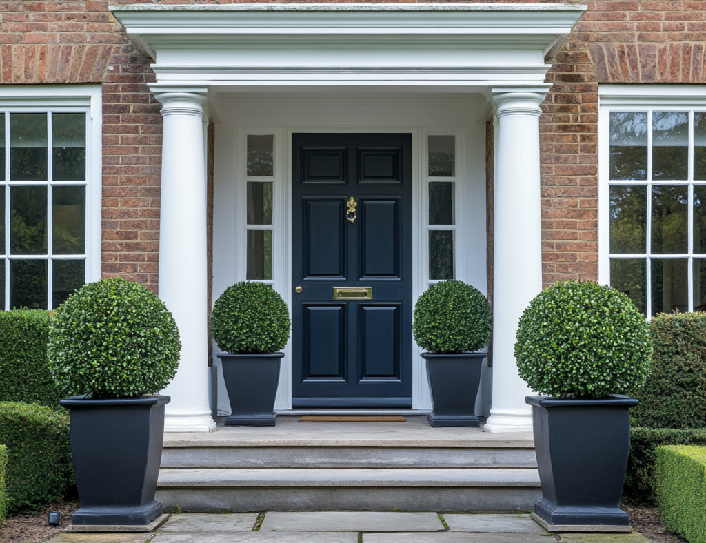 artificial plants at entrance of home