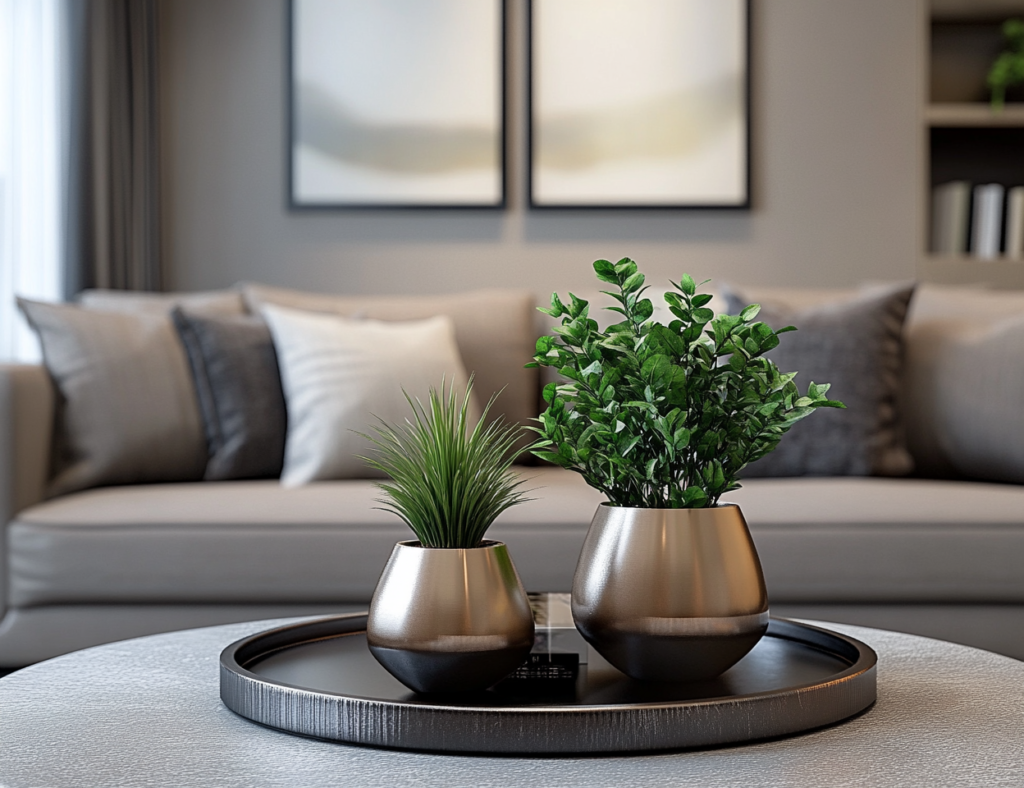 artificial plants in living room