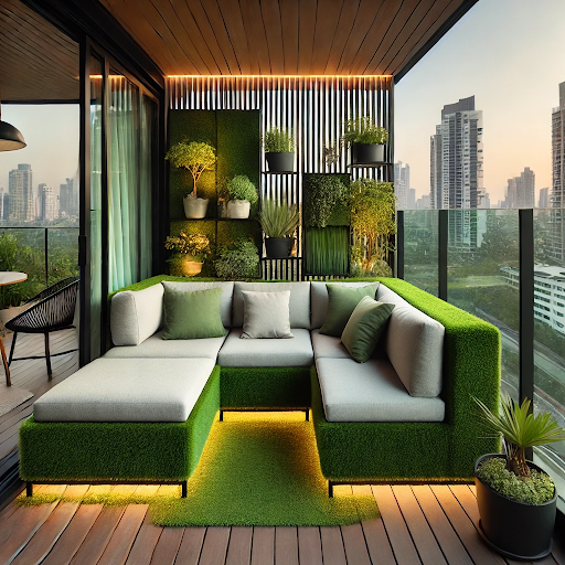 artificial grass sofa balcony